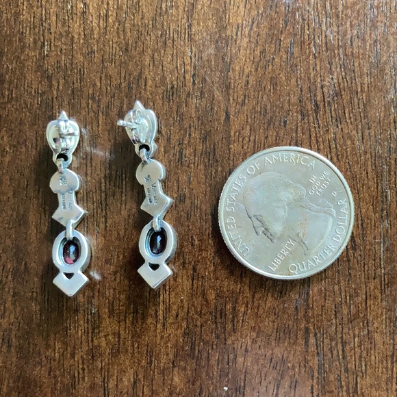 Vintage Sterling Silver Black/Dark Red Earrings - Picture 4 of 4